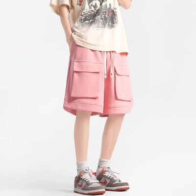 Suvised uued meesterõivad kärbitud kandepüksid, vabad vabaaja spordipüksid keskmise vöökohaga noorte üliõpilaspüksid