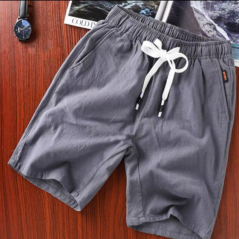Muška odjeća, ljetna, mršava, muška, ulična, ležerna moda, široka veza, jednobojna jednostavnost, elastični struk, udobne kratke hlače za teret