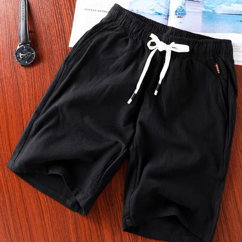 Muška odjeća, ljetna, mršava, muška, ulična, ležerna moda, široka veza, jednobojna jednostavnost, elastični struk, udobne kratke hlače za teret