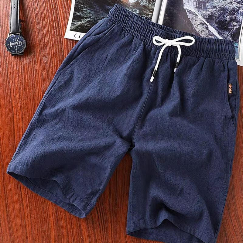 Muška odjeća, ljetna, mršava, muška, ulična, ležerna moda, široka veza, jednobojna jednostavnost, elastični struk, udobne kratke hlače za teret