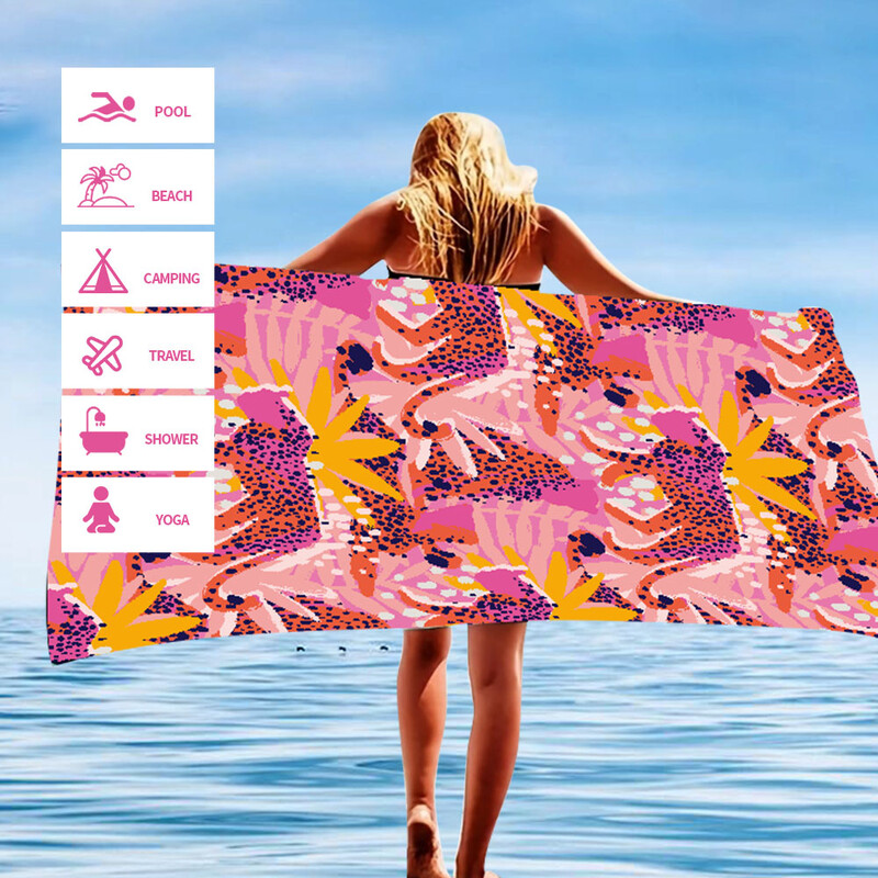 Cheetah Design kiirelt kuivav vannirätik liivast imav mikrokiust rannarätik - kerge, ujumine, telkimine, jooga, rannas väljas