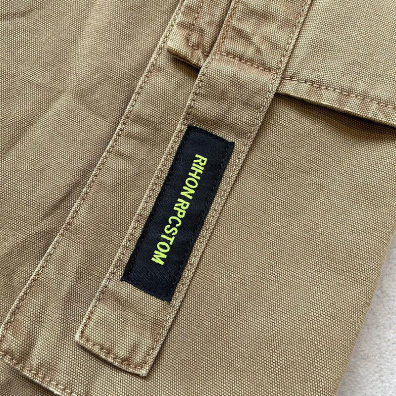 Vintage mood ühevärviline plaaster Meeste lühike vaba vöökoha pingutusnöör, mitu taskut Tänava vabaaja vabaaja meeste lühikesed püksid