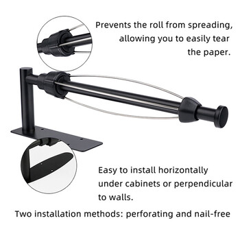 Държач за хартиени кърпи от неръждаема стомана Без пробиви Държач за тоалетна хартия за баня Поставка за съхранение Кухненски органайзер Лепило за стенен монтаж