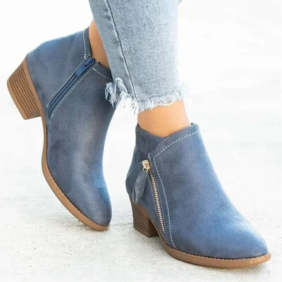 Botine de damă Cizme de toamnă cu toc pătrat Cizme sexy de damă kaki cu toc înalt 2024 Noua modă de iarnă Cizme de modă