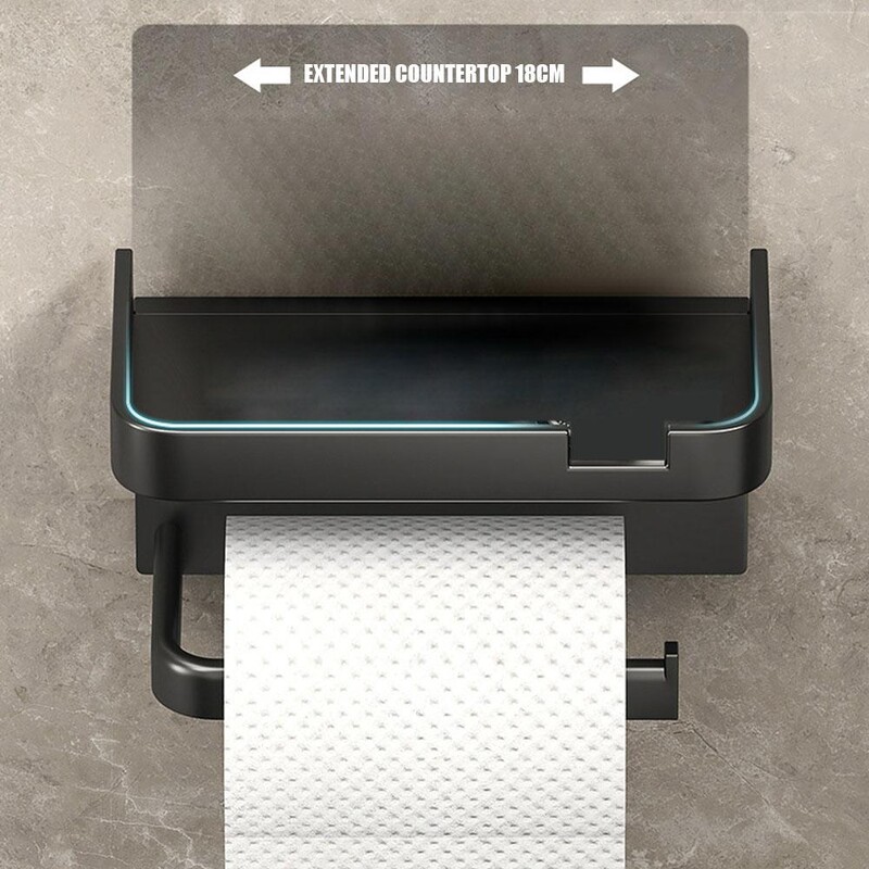 Seinale paigaldatav tualettpaberi hoidik roostekindel paksendatud plastikust hoiurest vannitoaköögi tualettpaberirulli hoidik