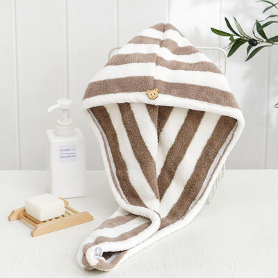 Раица Бързосъхнеща кърпа за коса Дамска шапка за сушене на коса Coral Fleece Solid Towel Cap Super Absorption Turban Hair Dry Cap