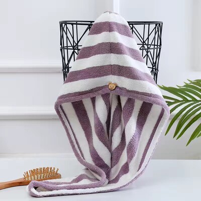Раица Бързосъхнеща кърпа за коса Дамска шапка за сушене на коса Coral Fleece Solid Towel Cap Super Absorption Turban Hair Dry Cap