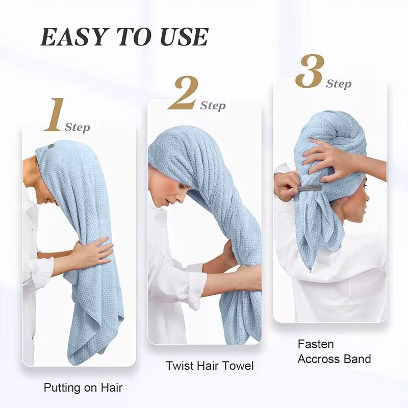 Mikrokiust juukserätik, eriti suur mähis, elastse ribaga kiirelt kuivav juukserätik, ülimalt imav pehme juukserätik turban