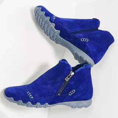 Φθινοπωρινές και χειμερινές νέες γυναικείες μπότες με λεοπάρ, ελαφριά, άνετα, αντιολισθητικά παπούτσια, πλαϊνό φερμουάρ, βελούδινα παπούτσια