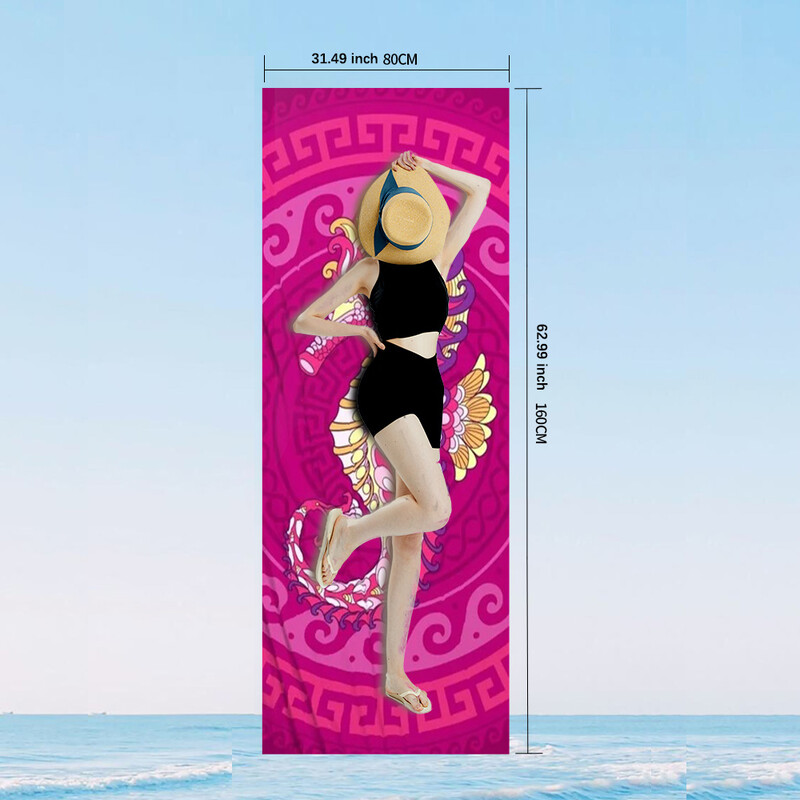 Roosa kiiresti kuivav vannirätik liivast imav mikrokiust rannarätik - kerge, kiiresti kuivav, ujumine, telkimine, jooga, rand