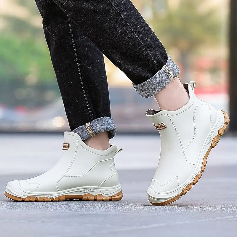 Moderne muške čizme za kišu, nove cipele otporne na kišu i vodu, kratke neklizajuće gumene čizme za ribolov, radne gumene cipele