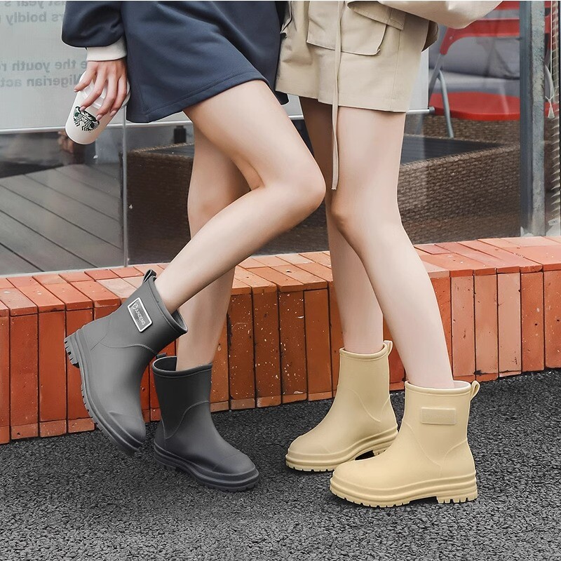 Μοντέρνες και ευέλικτες γυναικείες μπότες βροχής, γυναικείες μπότες βροχής με χοντρό πάτο, εξωτερικά παπούτσια από καουτσούκ για πλυντήριο αυτοκινήτων για ενήλικες