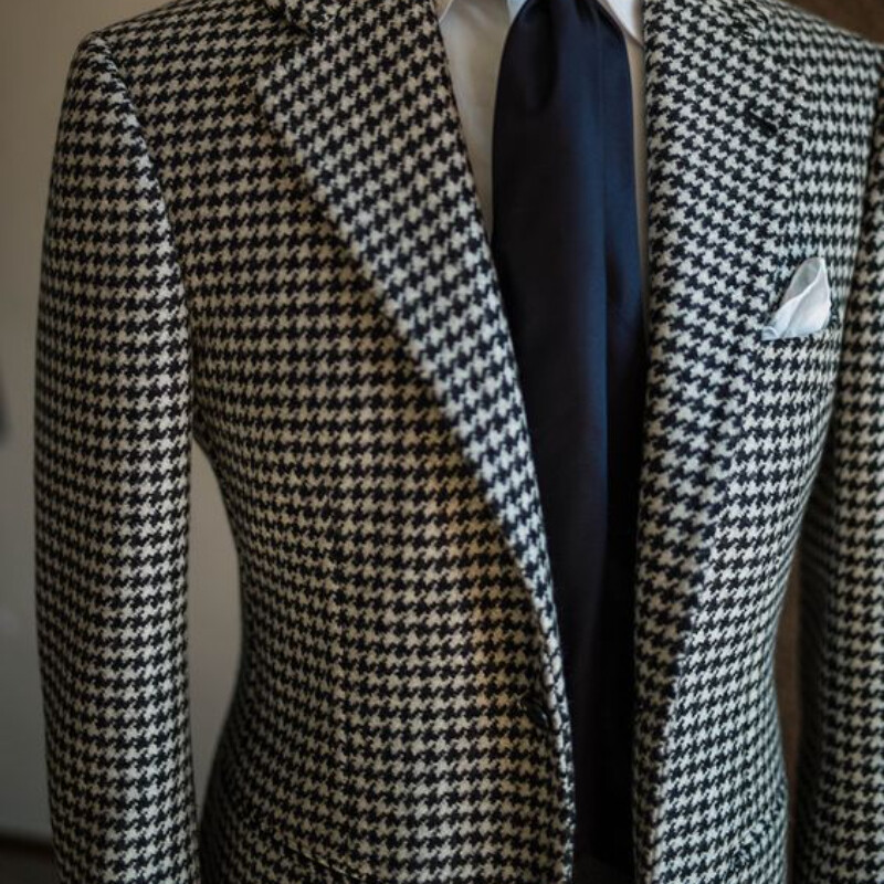 Houndstooth Business Blazer για άντρες 2023 Επίσημο ανδρικό παλτό με καρό κοστούμι πέτο