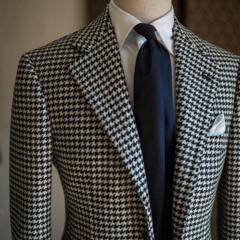 Houndstooth Business Blazer για άντρες 2023 Επίσημο ανδρικό παλτό με καρό κοστούμι πέτο