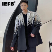 IEFB Heavy Craft Embroidery Sequin Trend Ежедневен мъжки блейзър 2023 Ново есенно модно яке Яке Streetwear Костюм Палто 9Y9245