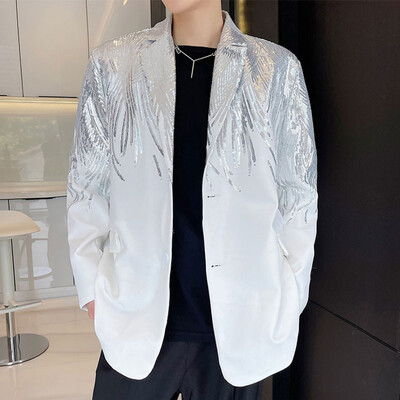 IEFB Heavy Craft Embroidery Sequin Trend Ежедневен мъжки блейзър 2023 Ново есенно модно яке Яке Streetwear Костюм Палто 9Y9245