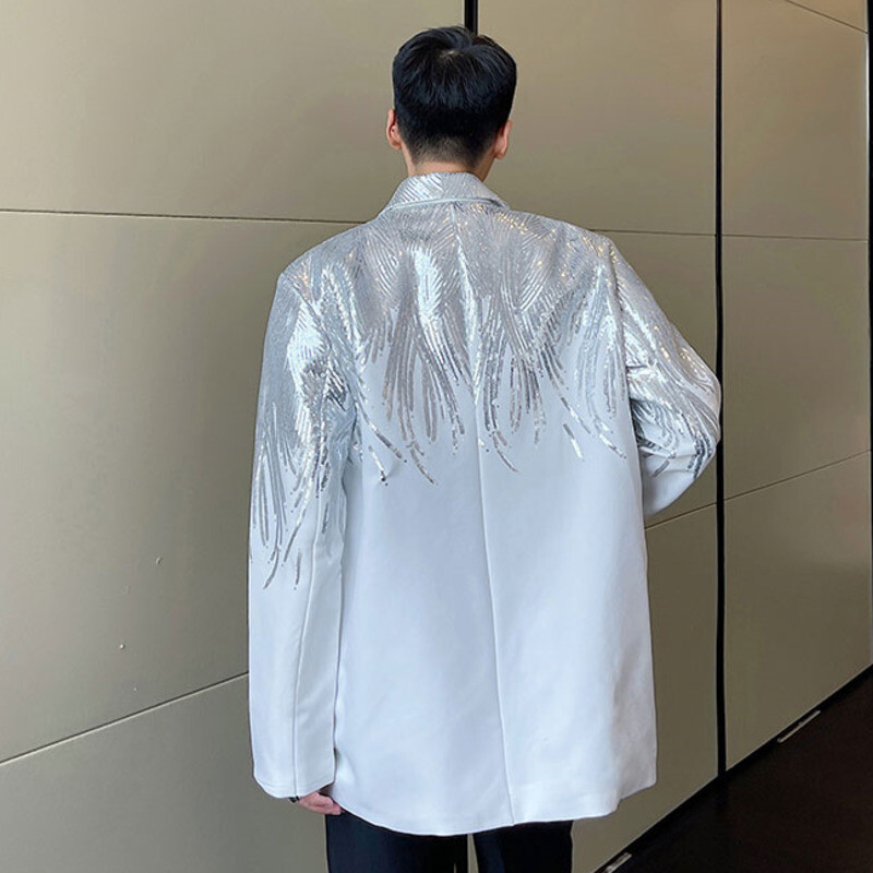 IEFB Heavy Craft Tikandid Sequin Trend Casual Meeste Bleiser 2023 Uus Sügismoodne Jope Tänavarõivaste Ülikonnamantel 9Y9245