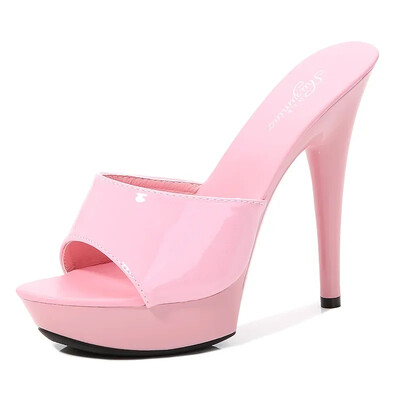 Γυναικείες παντόφλες Mule λουστρίνι σανδάλια Sexy Fashion 13CM Slides Party Παπούτσια για Γυναικεία Πολυτελή κόκκινα σανδάλια καλοκαιρινά άνετα