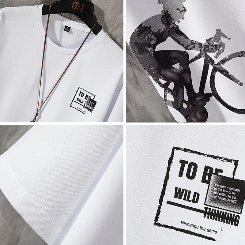 Suvine meeste vabaaja spordiülikond Jalgrattatrükiga Sport väljas Jooksmine Dressipluus dressipüksid Hingavad kiiresti kuivavad 2-osaline komplekt