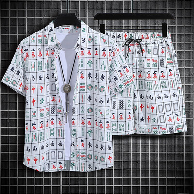 [14 Χρώματα] Ανδρικά κοντομάνικα τροπικά εμπριμέ πουκάμισα Σετ casual μπλουζάκια Ανδρικά πουκάμισα Χαβάης Ανδρικά ρούχα Ανδρικά πουκάμισα