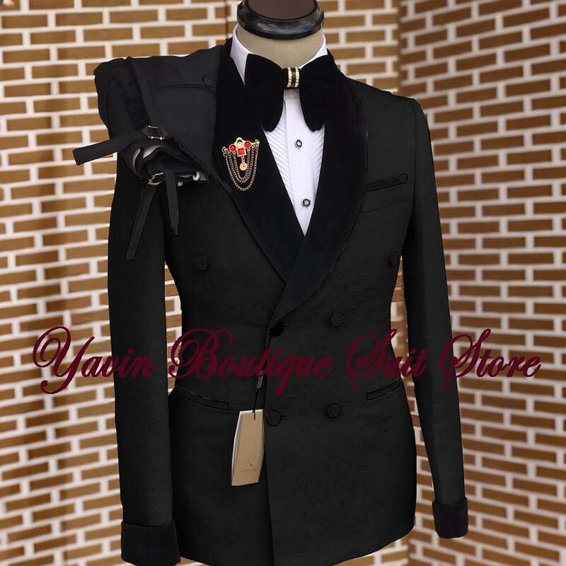 Muško odijelo od 2 komada, cvjetni komplet, dvoredno kopčanje, šal, jakna, svečani sako, hlače za vjenčanje, maturalna večera