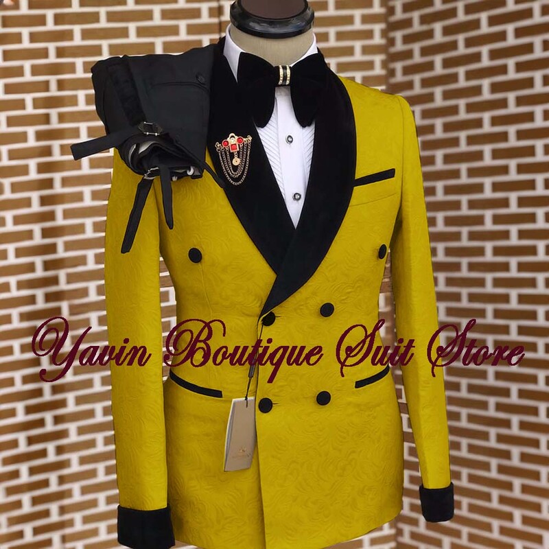 Muško odijelo od 2 komada, cvjetni komplet, dvoredno kopčanje, šal, jakna, svečani sako, hlače za vjenčanje, maturalna večera