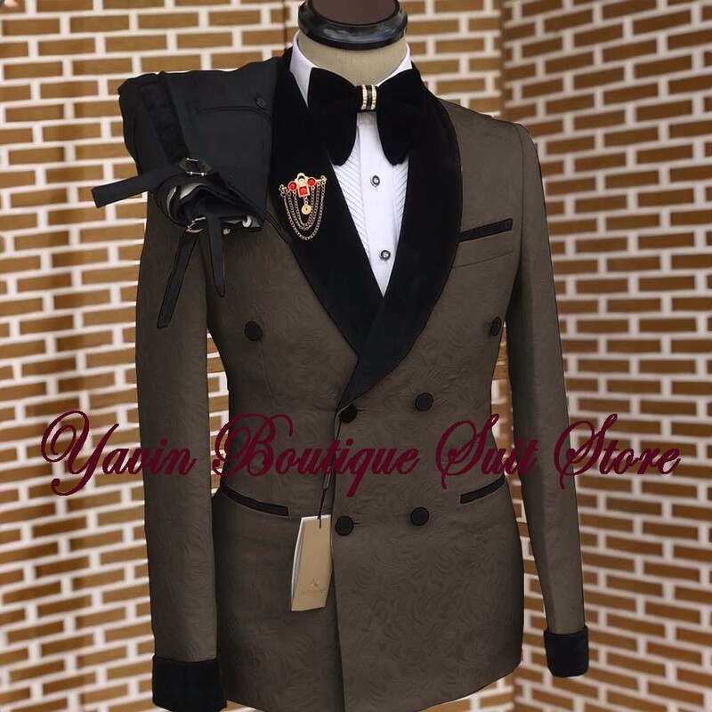 Muško odijelo od 2 komada, cvjetni komplet, dvoredno kopčanje, šal, jakna, svečani sako, hlače za vjenčanje, maturalna večera