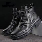Prabangūs Vyriški Martin Batai Britų Style High Top Vyriški batai Motociklas Odiniai Batai Užtrauktukas Retro Vyriški Batai Zapatillas Hombre