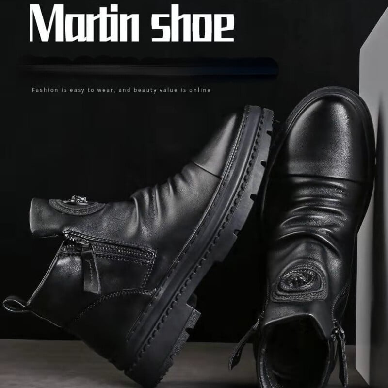 Prabangūs Vyriški Martin Batai Britų Style High Top Vyriški batai Motociklas Odiniai Batai Užtrauktukas Retro Vyriški Batai Zapatillas Hombre