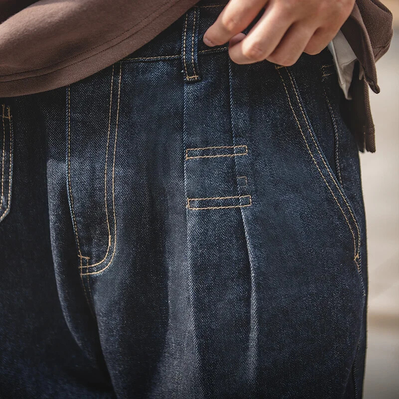 Maden Retro Denim Wash Baggy meeste teksad laia säärega koonuspüksid mood vabaaja tänavarõivad teksa sirged elastsed meeste püksid