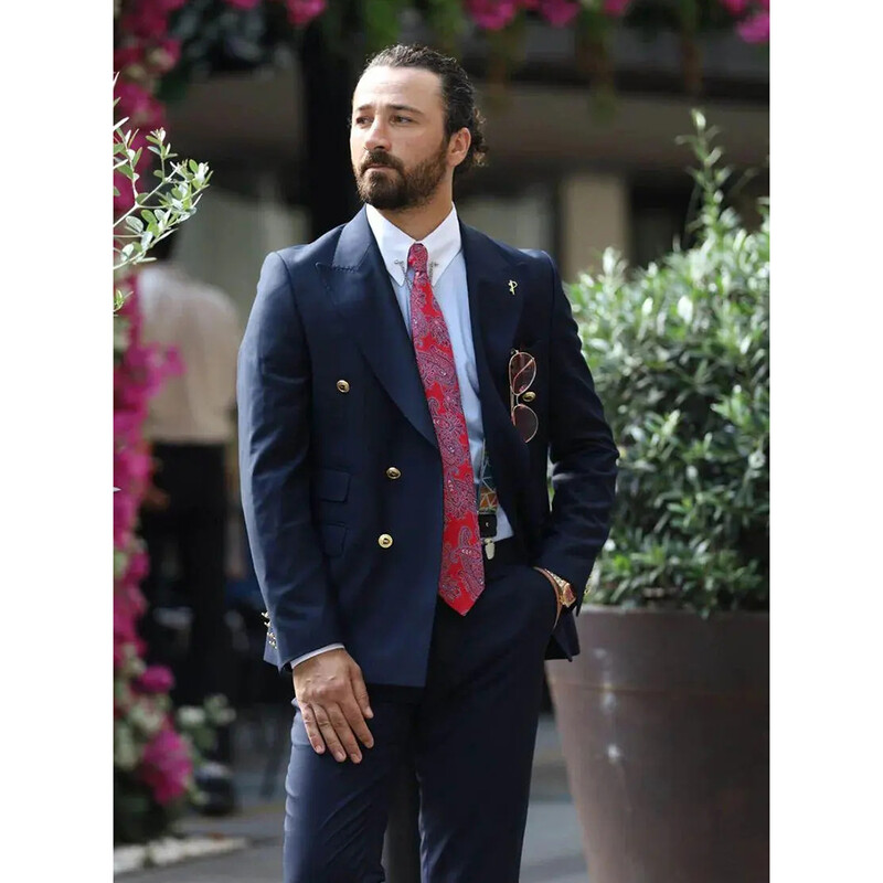 Meresinine topeltrealised kvaliteetsed meeste ülikonnad, tavalise pikkusega ametlikud ärirõivad, nutikad vabaaja 2-osalised jakkpüksid