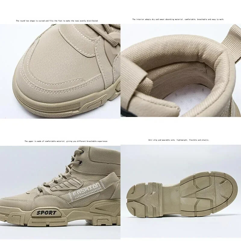 Ανδρικά μποτάκια εξωτερικής χρήσης Πλατφόρμα Comfort Ανδρικά στρατιωτικά μποτάκια Αντιολισθητικά ψηλά παπούτσια εργασίας Υψηλής ποιότητας Δερμάτινα ανδρικά μποτάκια 2024