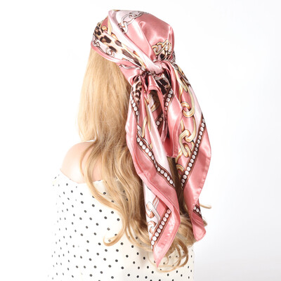 Eșarfă de cap de mătase femei de lux la modă eșarfă de păr de vară pentru femei șal de satin batic 90 cm batic pătrat Bandana Cheveux