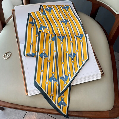 Πολυτελές μακρύ μεταξωτό μαντήλι Γυναικείο ζωικό στάμπα με άλογο Λεπτό στενό μαντίλι τσάντα κορδέλα μαλλιών Κορδέλα μαντίλι Γυναικείο μαντήλι