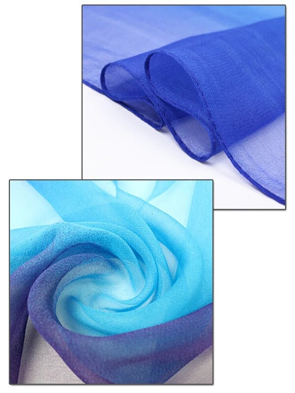 Georgette`i siidist salli gradientvärviga kerge, mugav ja hingav õhuke siidist sall tantsivatele naistele