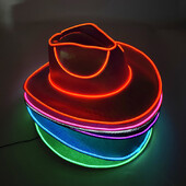 Западна LED каубойска шапка Cowgirl Hat Ретро LED светлинна периферия Джаз Цилиндър Светеща булчинска шапка Косплей костюм Каубойски костюм за жени Мъже
