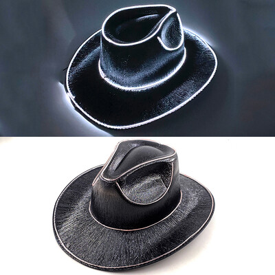 Западна LED каубойска шапка Cowgirl Hat Ретро LED светлинна периферия Джаз Цилиндър Светеща булчинска шапка Косплей костюм Каубойски костюм за жени Мъже