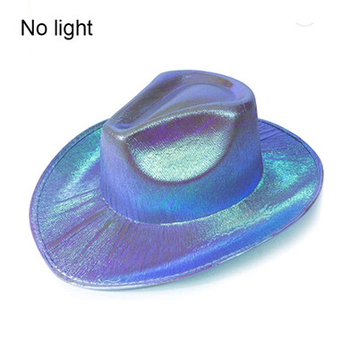 Западна LED каубойска шапка Cowgirl Hat Ретро LED светлинна периферия Джаз Цилиндър Светеща булчинска шапка Косплей костюм Каубойски костюм за жени Мъже