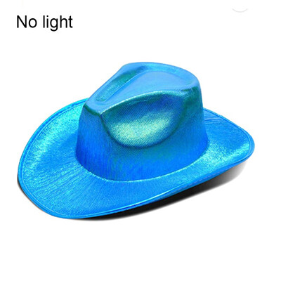 Западна LED каубойска шапка Cowgirl Hat Ретро LED светлинна периферия Джаз Цилиндър Светеща булчинска шапка Косплей костюм Каубойски костюм за жени Мъже