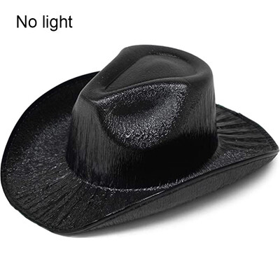 Западна LED каубойска шапка Cowgirl Hat Ретро LED светлинна периферия Джаз Цилиндър Светеща булчинска шапка Косплей костюм Каубойски костюм за жени Мъже
