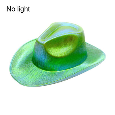 Западна LED каубойска шапка Cowgirl Hat Ретро LED светлинна периферия Джаз Цилиндър Светеща булчинска шапка Косплей костюм Каубойски костюм за жени Мъже