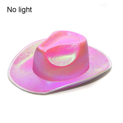 Западна LED каубойска шапка Cowgirl Hat Ретро LED светлинна периферия Джаз Цилиндър Светеща булчинска шапка Косплей костюм Каубойски костюм за жени Мъже