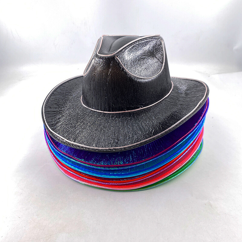 Western LED kauboi müts Cowgirl müts Retro LED valguse äärega jazz silindrimüts helendav pruutmüts Cosplay kostüüm kauboi ülikond naistele meestele