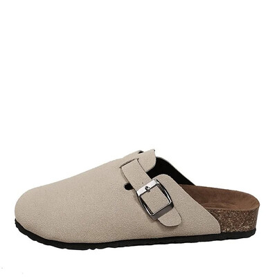 Moda femei casual papuci din piele intoarsa pantofi toc pluta sabot cu platforma sabot anti-alunecare cu catarama pantofi pentru casa in aer liber