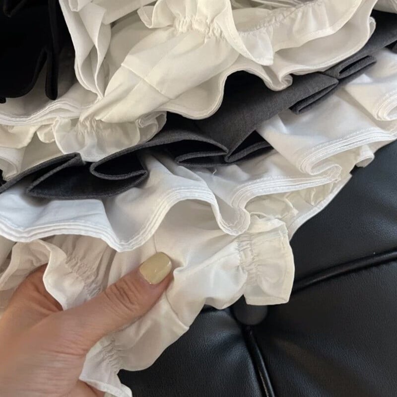 MEXZT Y2K crna mini suknja s volanima Ženske korejske patchwork plisirane suknje Japanske kawaii suknje s visokim strukom sve usklađene suknje a kroja Novo