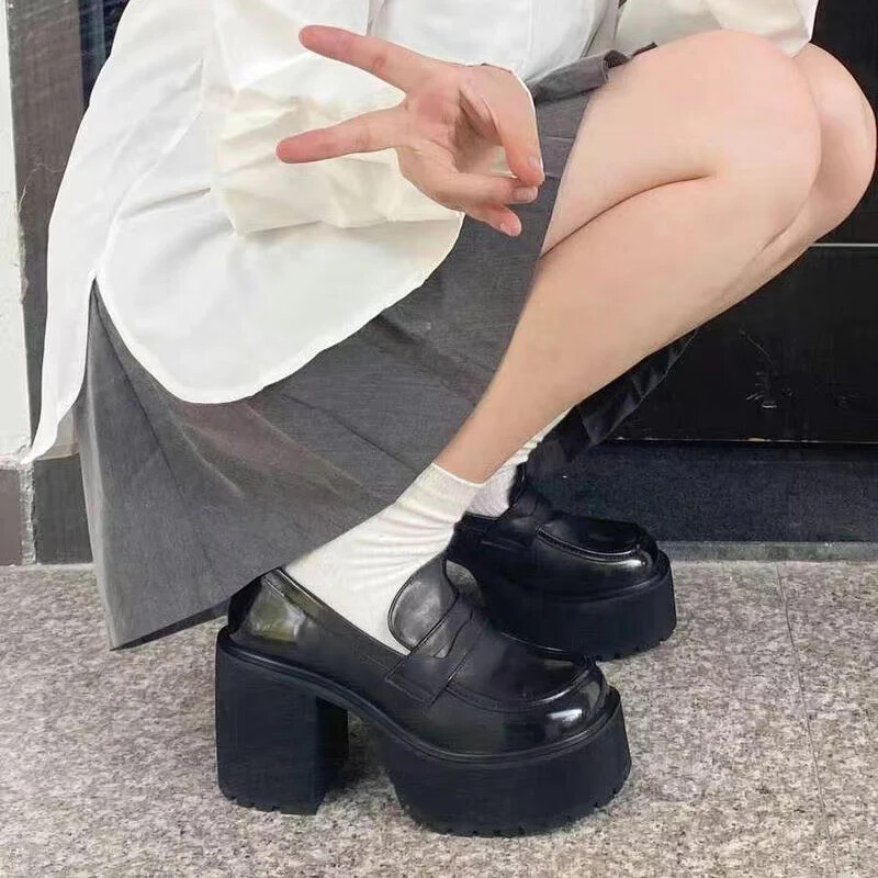 2024. aasta kuum soodusmüük Kõrged kontsad, jalanõud, naiste kingad, retrovärvi paksud kontsad, pumbad, naiste vormiriietus, kõrgkooli platvorm Mary Jane`i kingad naistele