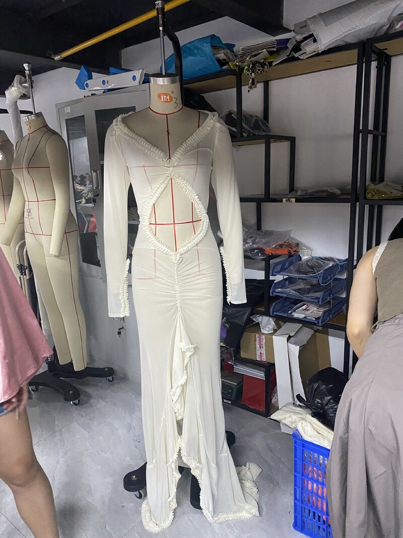 Gaono seksikas naiste Babydoll naistepesu pikkade varrukatega V-kaelusega võrkkest ööpesu, pikk kleit, frilliga, läbipaistev öökleit