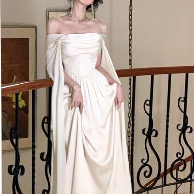 Κομψό γαμήλιο βραδινό πάρτι Λευκό Γυναικείο Φόρεμα Γαλλία Vintage Πριγκίπισσα Φορέματα Επίσημη περίσταση Vestidos Κορεάτικα Σικ Ρούχα Νέα