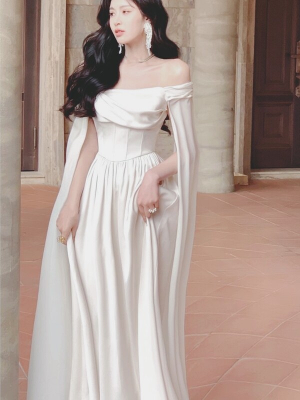 Κομψό γαμήλιο βραδινό πάρτι Λευκό Γυναικείο Φόρεμα Γαλλία Vintage Πριγκίπισσα Φορέματα Επίσημη περίσταση Vestidos Κορεάτικα Σικ Ρούχα Νέα