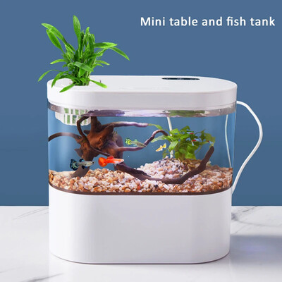 Desktop Creative Mini akvariumo žuvų bakas su biochemine filtravimo sistema LED lemputė Betta Fish Ecological Water Cycle